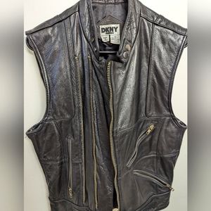 Vintage DKNY 100% Genuine Leather Vest Medium